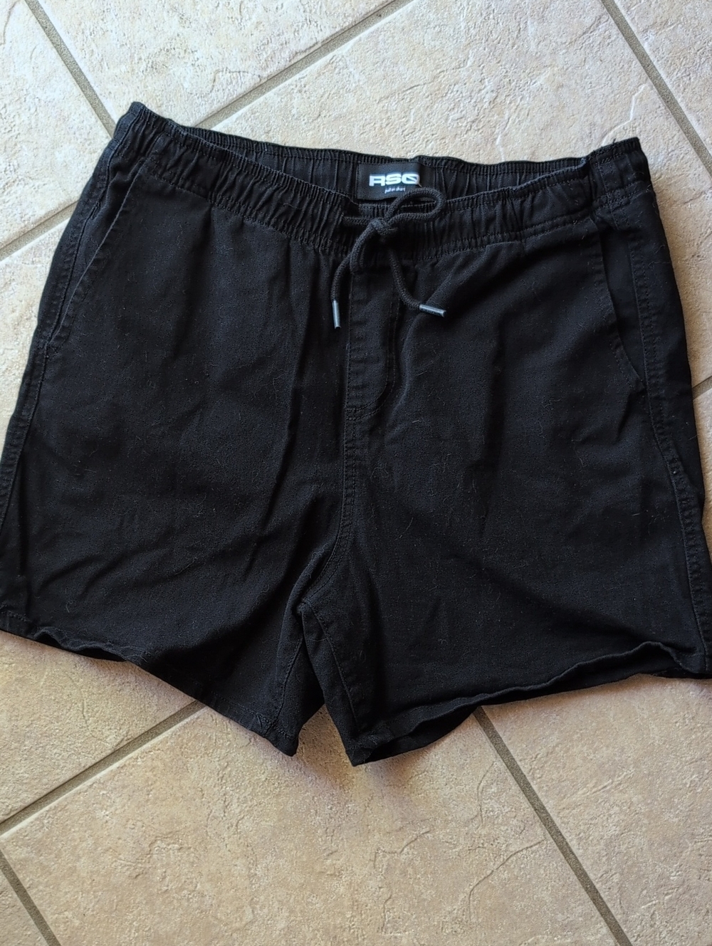 RSQ Mens Shorts Twill Pull On Sz Small Black Drawstring Elastic Pockets